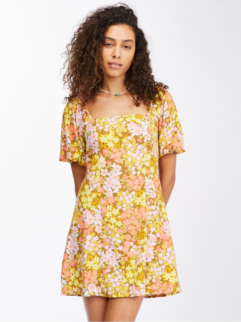 Billabong Paradise Floral Mini Dress in Moss | Size M